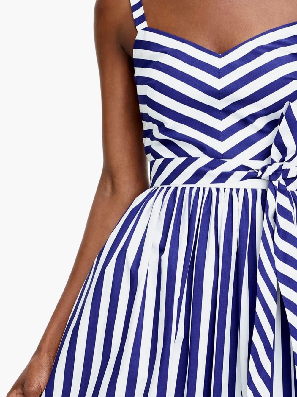 J. Crew Nautical Blue and White Striped Maxi Dress with Tie Waist & Full Skirt - Picture 2 of 12
